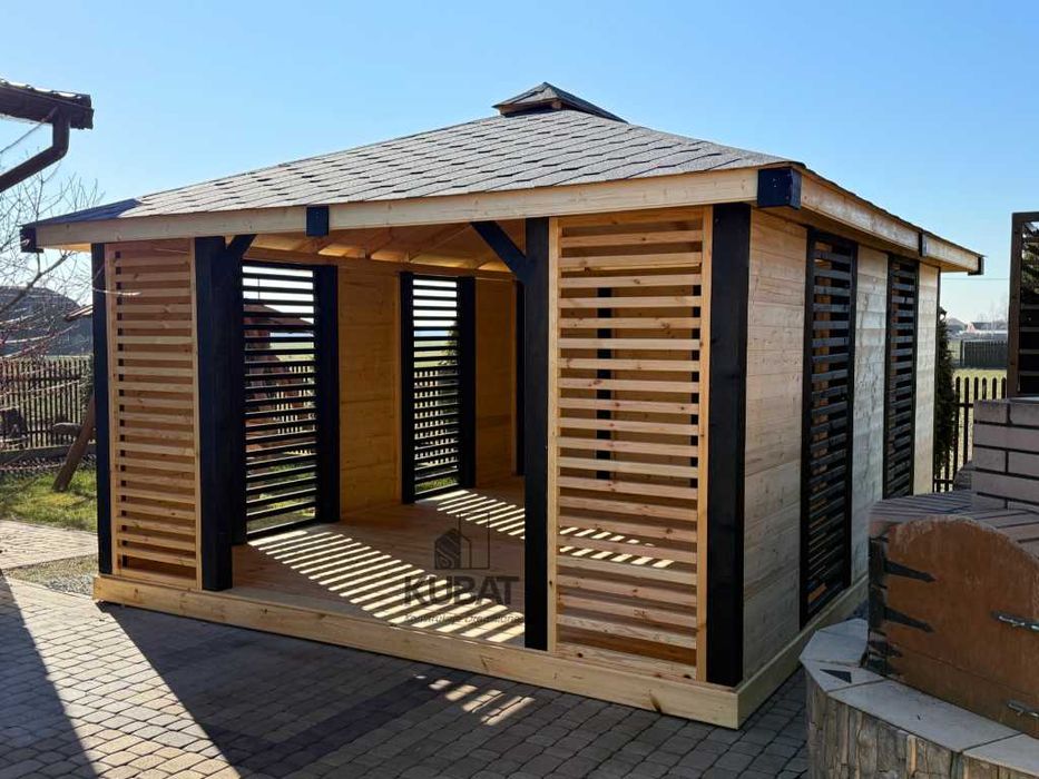 Altana ogrodowa 4x5 | nowoczesna altana z lamelami | altanka drewniana