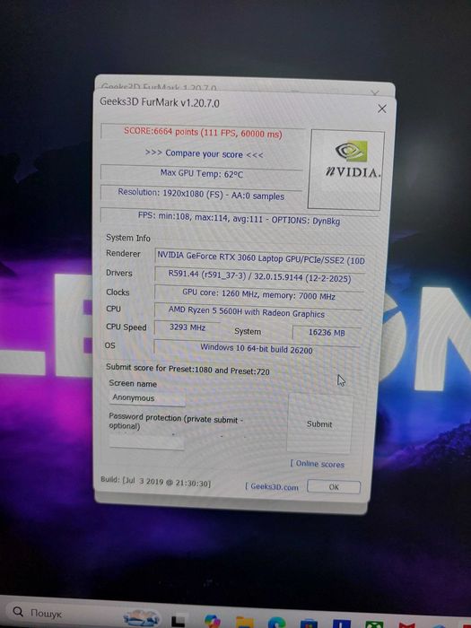Ноутбук Lenovo Legion 5 Ryzen 5  RTX 3060
