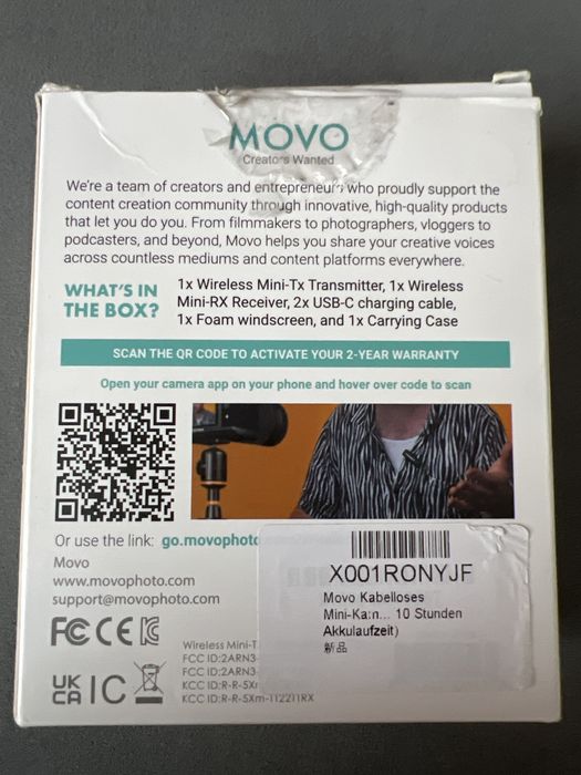 MOVO- 2.4 GHz wireless Microphone system 3.5mm TRS Jack-NOWY#7