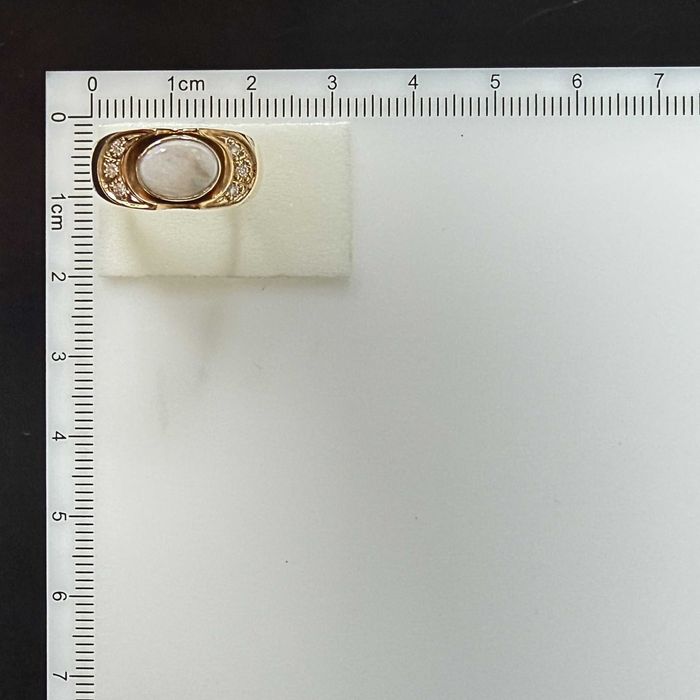 Złoty pierścionek z opalem i 6 diamentami (0,09 CT) PRL'87r 14K unikat