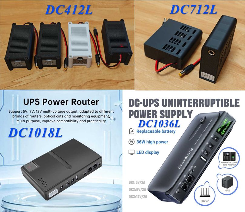 UPS для роутера модема DC412L DC712L DC1018L DC1036L Li-Ion 12/18/36W 5/9/12В USB PoE