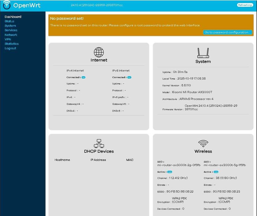 роутер Xiaomi Mi-router AX3000T, RD03 (прошивка OpenWrt)