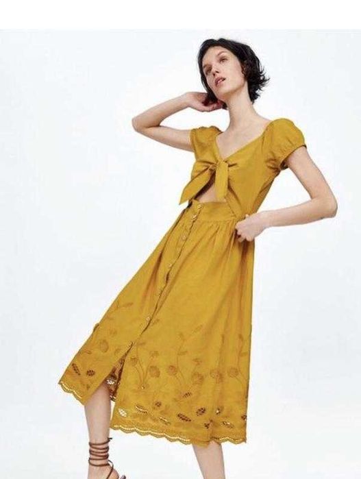 Хлопкова літня сукня сарафан з прошвою zara індія оригінал