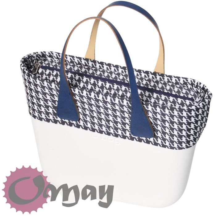 Granatowy organizer do OBAG MINI +OPASKA pepitka 2kieszenie wkład OMAY