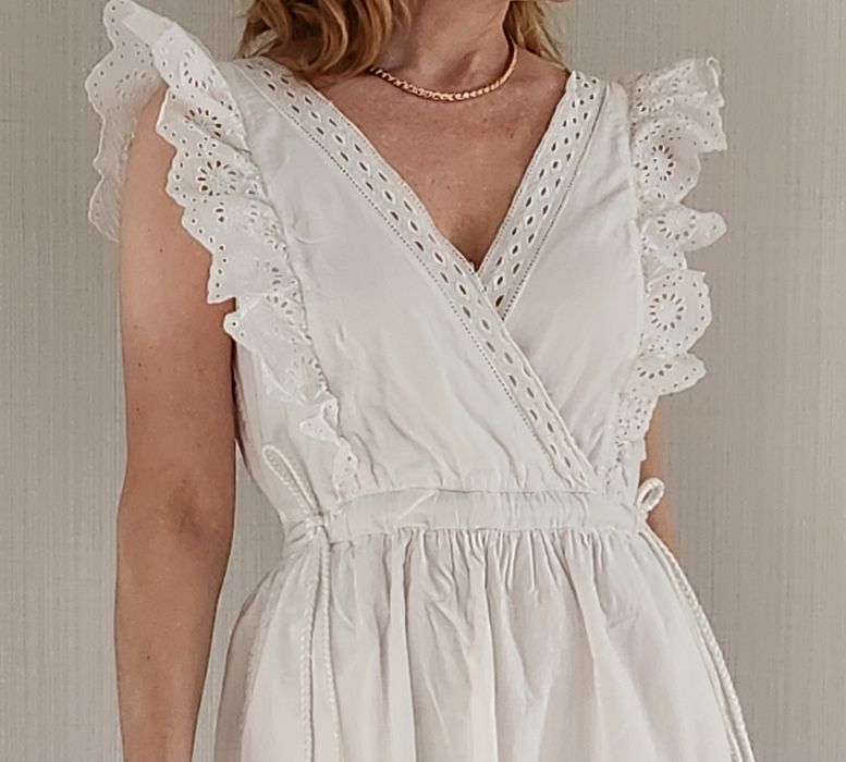 Белое платье миди Miss Selfridge прошва коттон