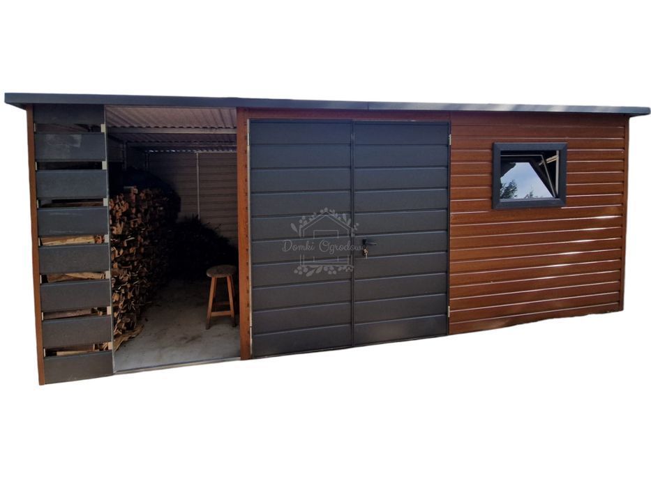 Schowek Domek Ogrodowy 3,5x3m Wiata1,5m Brama Okno Drewnopodobny ID701