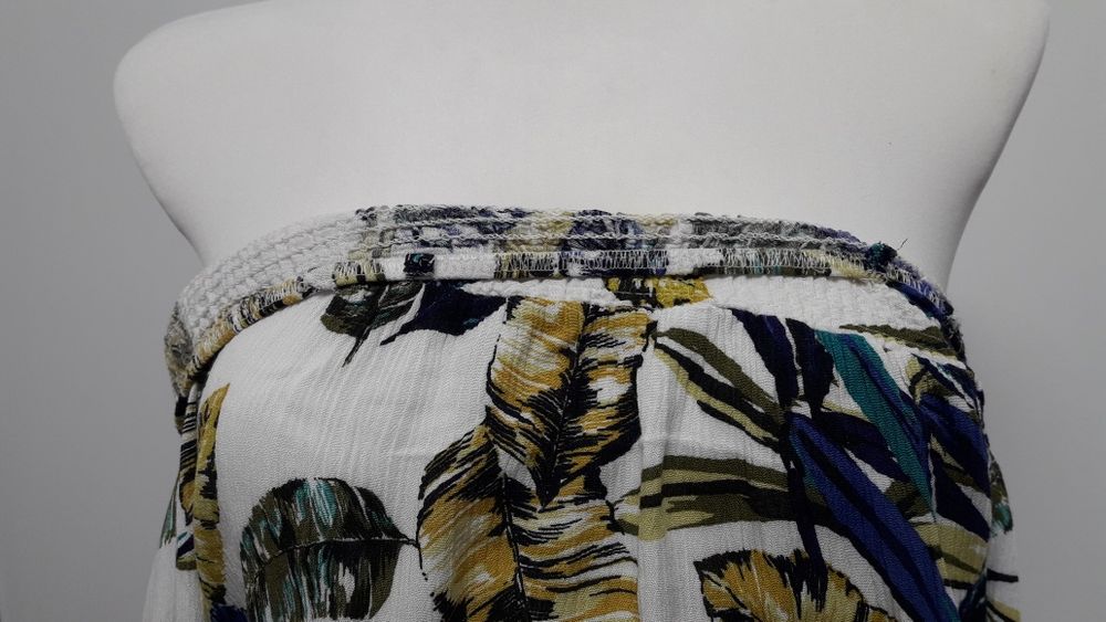 Sukienka hiszpanka biała liście 36 S  długi rękaw