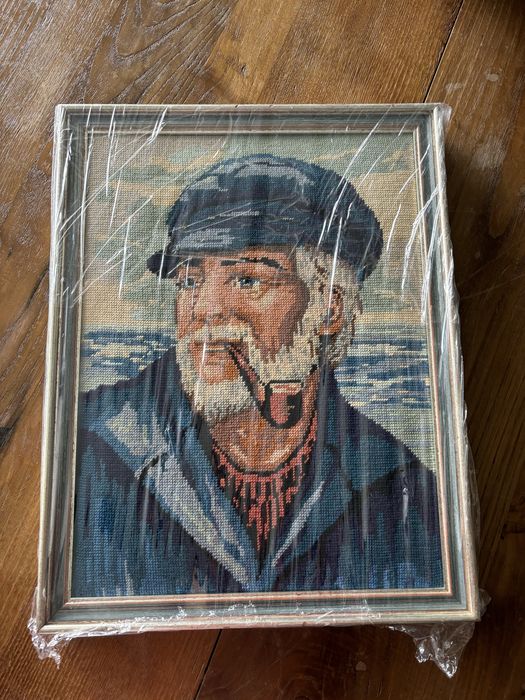 Quadro Marinheiro Ponto Cruz em Lã