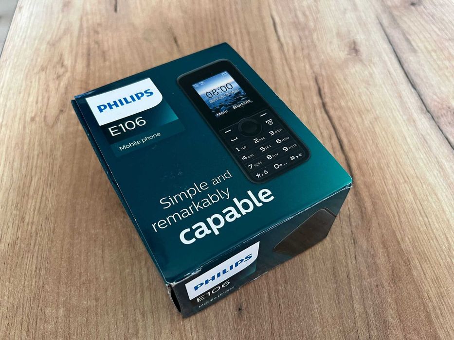 Prosta komórka Philips E106 dla starszej osoby
