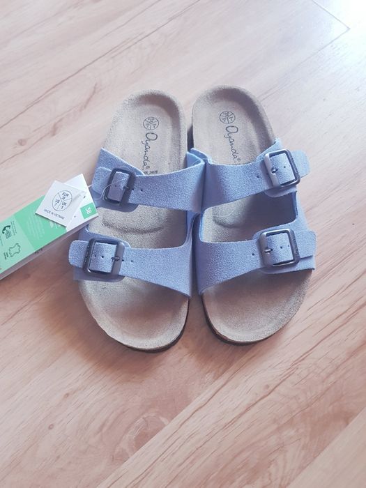 Nowe skórzane klapki damskie z skórzaną wkładka marki Oyanda  roz.38.