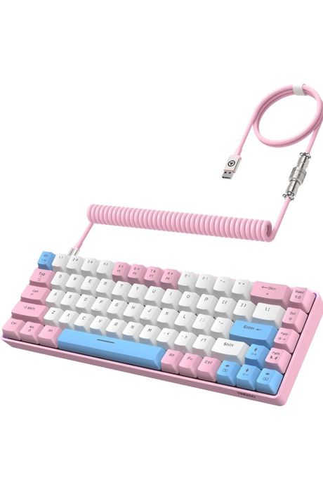 Teclados Mecânicos em Cinza e Rosa