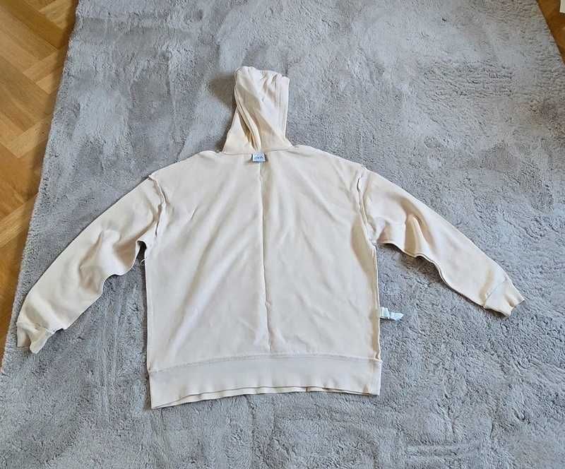 Bluza z kapturem Zara beżowa kremowa bawełna
