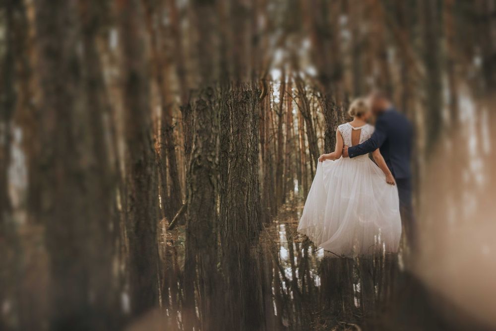 Piękna, muślinowa suknia ślubna