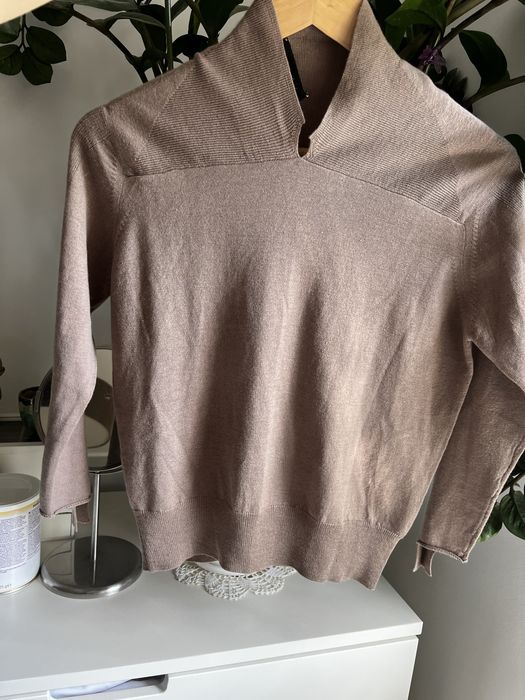 Welniany jedwab sweter Mollou xs /s brazowy