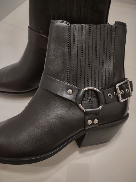 Buty Botki Kowbojki Skóra Naturalna Zara