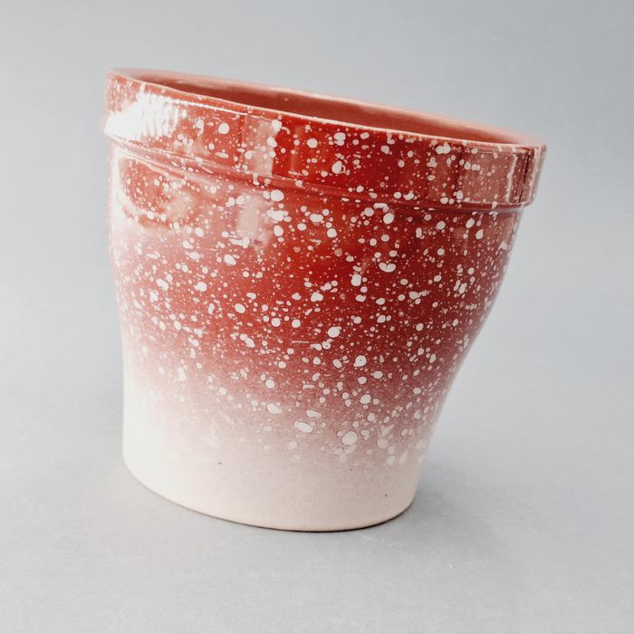 lata 70/80-te ceramiczna nakrapaina donica osłona pojemnik doniczka