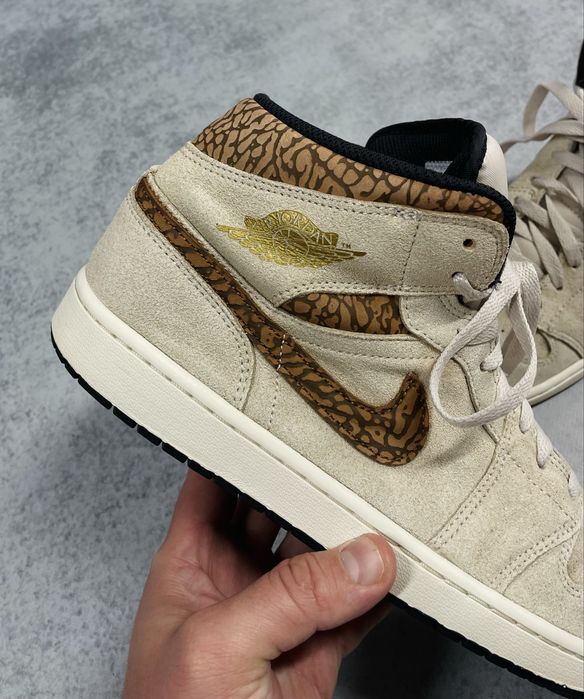 Мужские кроссовки Nike Air Jordan 1 Mid SE Brown Elephant Размер 46