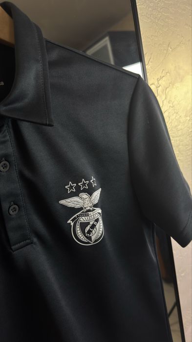 Поло SL Benfica Офіційний Мерч Чорна Футбольна Теніска