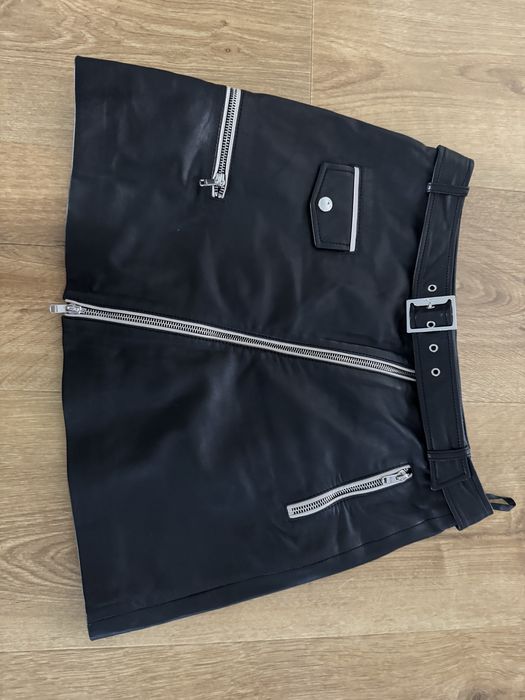 Skorzana spodnica Ochnik S, skora naturalna, czarna z zamkami