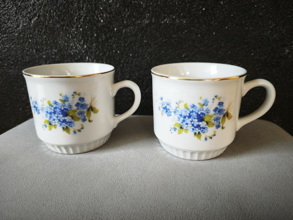 Komplet 2 kubków Original Bohemia | Porcelana retro niezapominajki