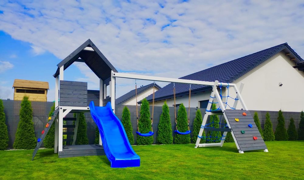 Drewniany Plac Zabaw - PROMOCJA - Gapcio - Domek - Huśtawka