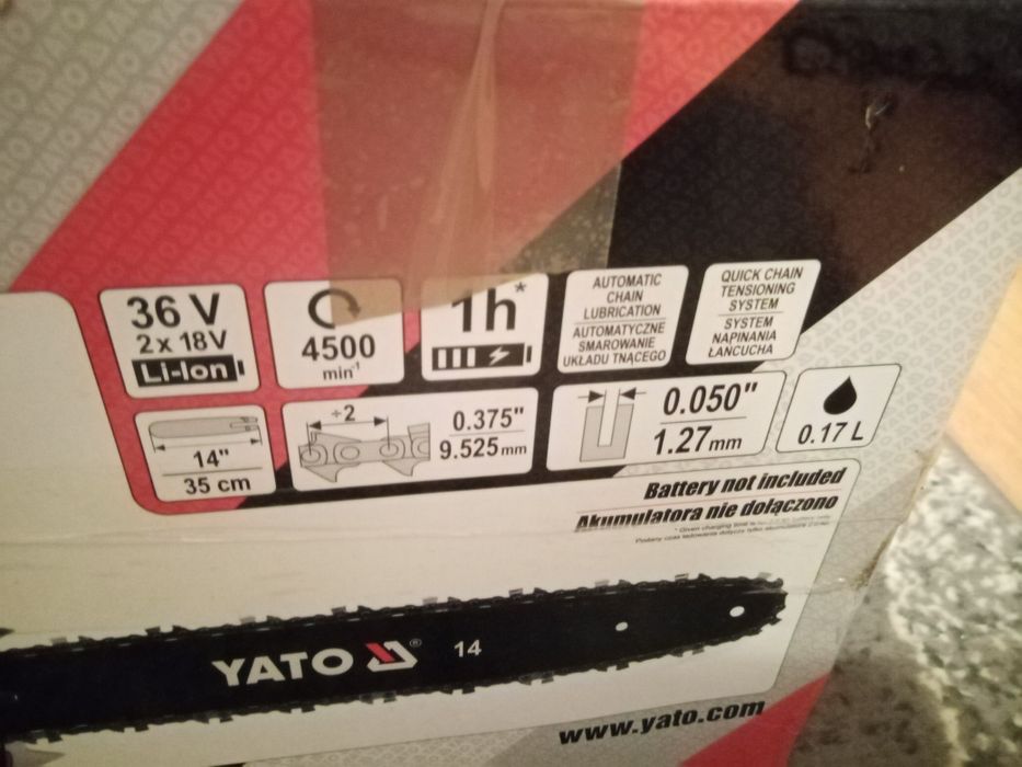 Piła łańcuchowa Yato elektryczna akumulatorowa praktycznie jak nowa