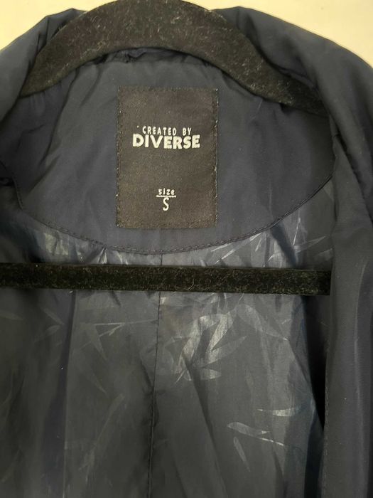 Diverse granatowa kurtka damska S 36 | długa przejściowa z kapturem jesień