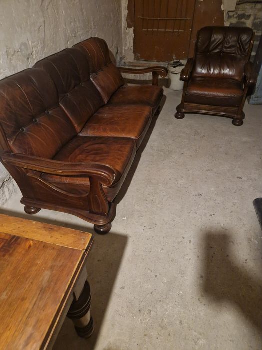 Duży skórzany 3 częściowy wypoczynek