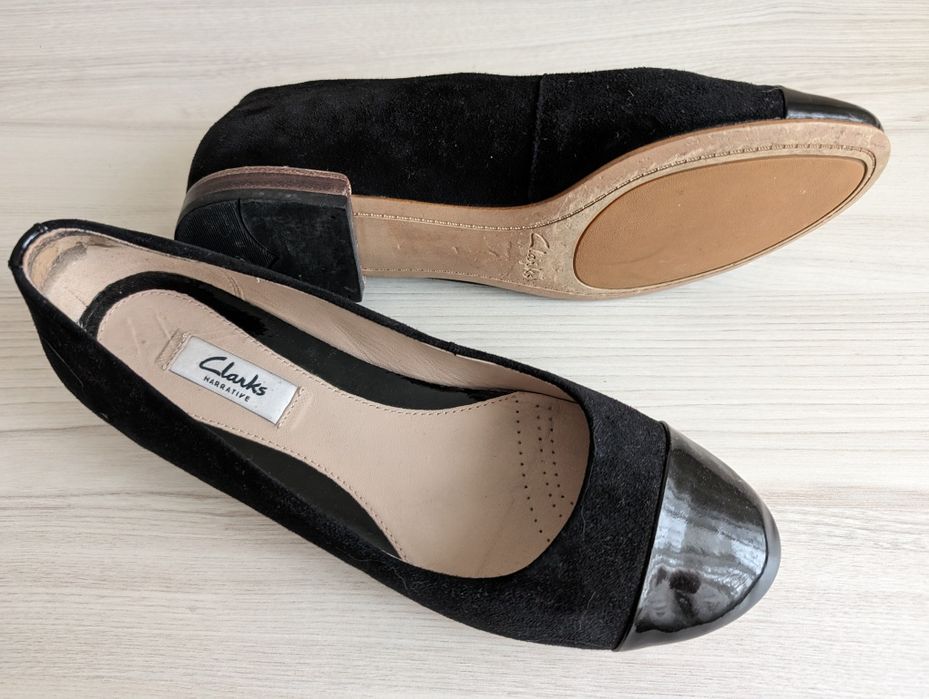 Clarks Black Flat Ballets балетки велюрові,різні