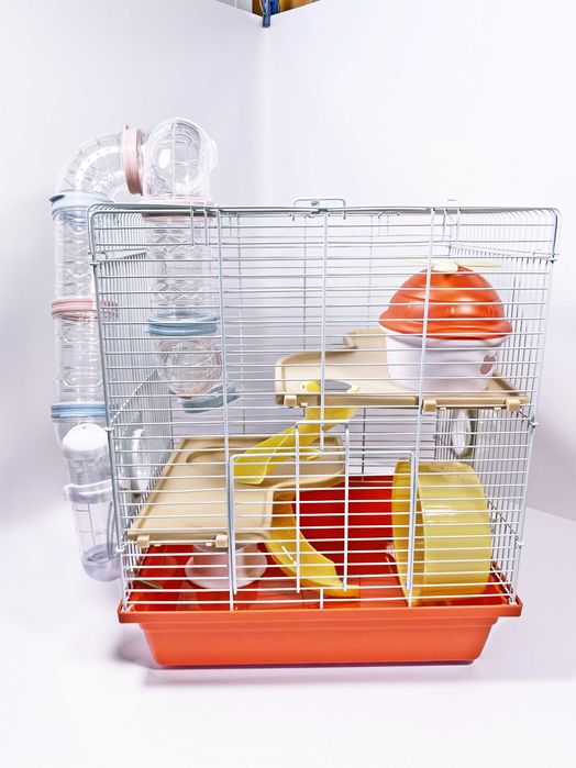 Красивая 3хэтажная клетка с туннелями для хомяка. AV3502. 35x28 x41cm