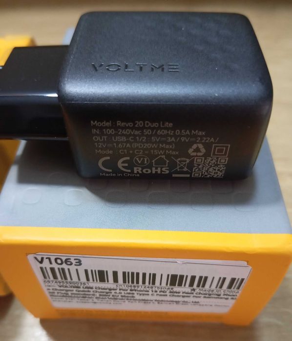 Быстрая зарядка Voltme 20W (2 порта) + Кабель Toocki