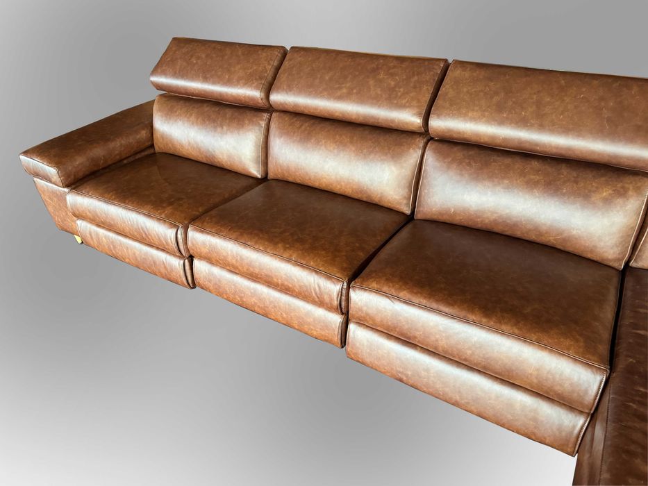 Sofá em pele castanho - Excelente estado