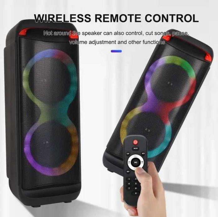 Портативна колонка велика караоке блютус як gbl  +2 мікрофони fm радіо