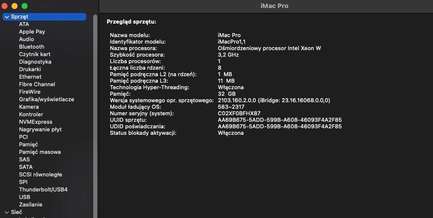 Apple iMac Pro 8 rdzeni 3,2GHz/32G ram/1T SSD - okazja