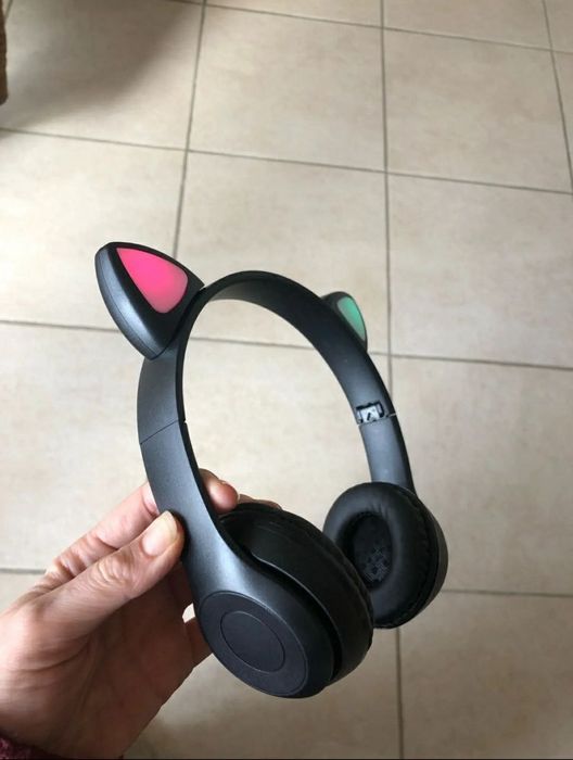 Bluetooth навушники Р47М з котячими вушками, що світяться