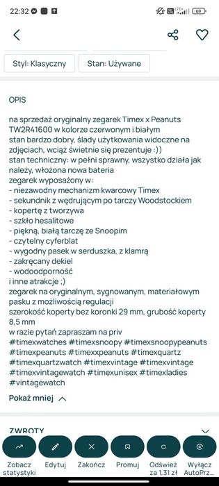 Zegarek Timex x Snoopy Quartz