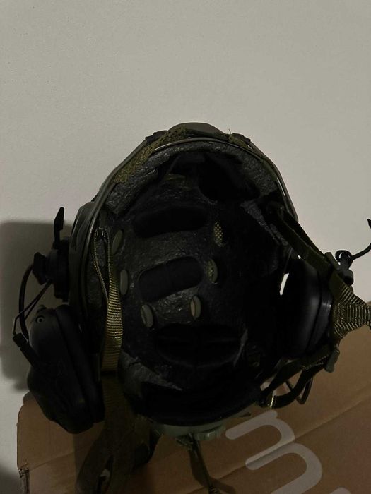 Capacete Militar  MultiCam - Airsoft + auriculares + bolsa