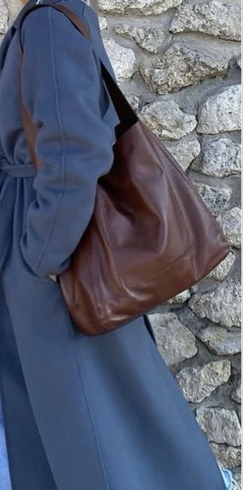 Шкіряний шопер massimo dutti