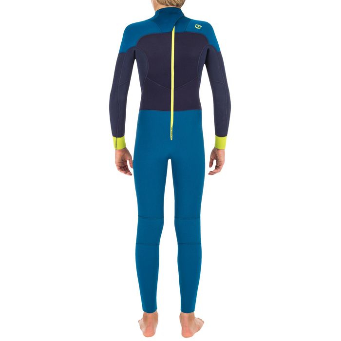 Fato de Surf 500 Neoprene 4/3 mm Criança Azul Amarelo