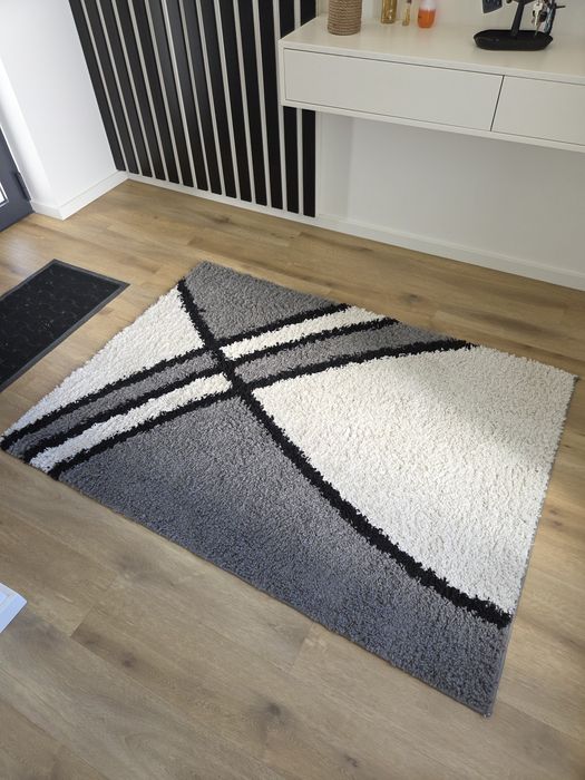 Tapete Hall Entrada 120 x 160 cm branco/cinza