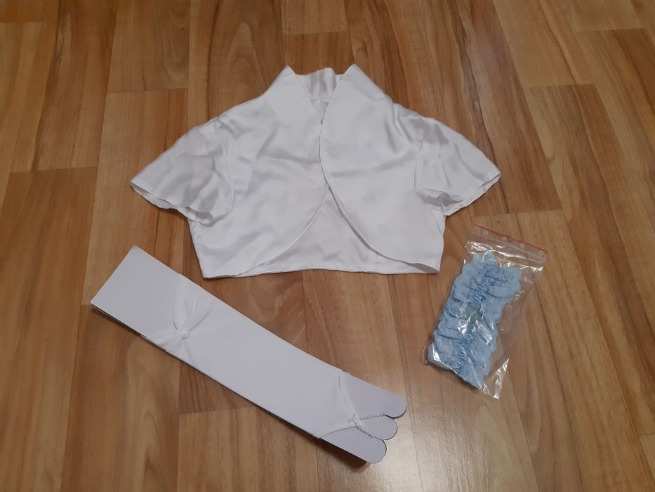 Piękna suknia ślubna r.36 + bolerko, rękawiczki, podwiązka - GRATIS!