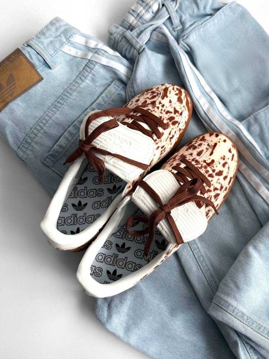Женские кроссовки Adidas Samba LT Cow Print Brown White 36-41 Хит! Топ