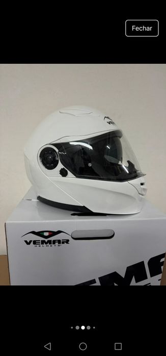 Capacete modular com viseira dupla Vemar NASHI branco .