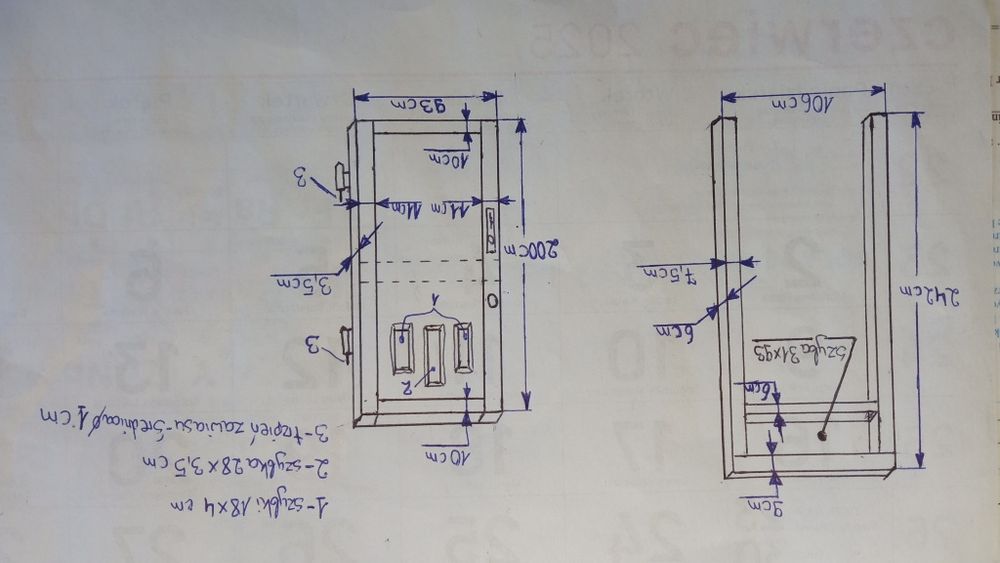 Drzwi wejściowe z doświetleniem w ościeżnicy.