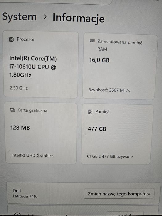 Laptop Dell Latitude 7410 Intel Core i7 vPro Windows 11