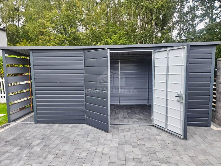 Schowek Domek Ogrodowy 5X2M Antracyt Grafit Dach Spad W Tył Ts829