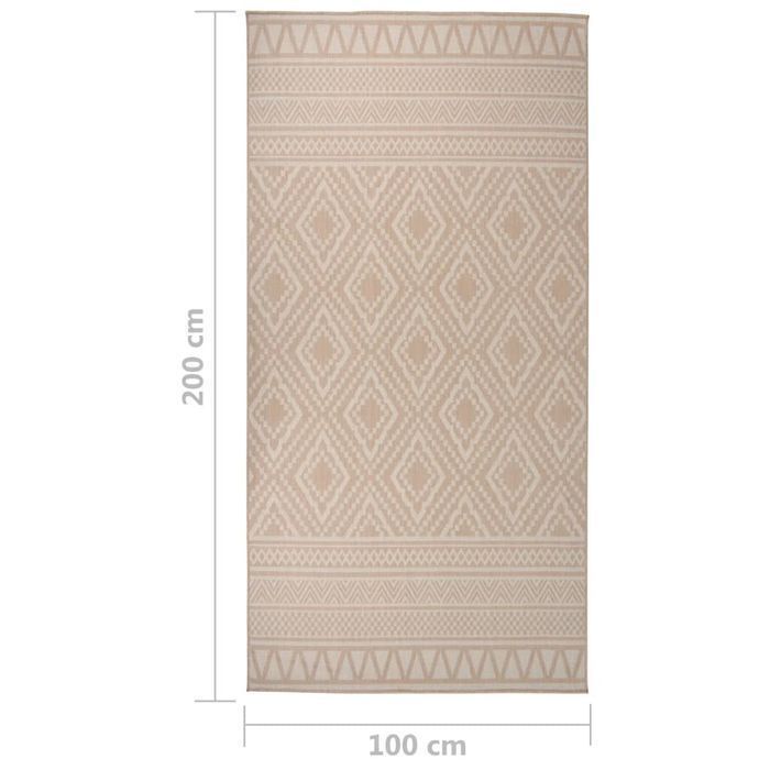 vidaXL Dywan zewnętrzny o płaskim splocie, 100x200 cm, brązowe pasy
