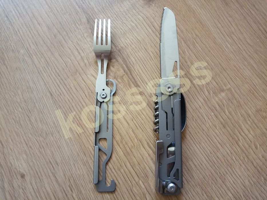 Мультитул 5в1: складной набор столовых приборов ложка/вилка/нож/штопор