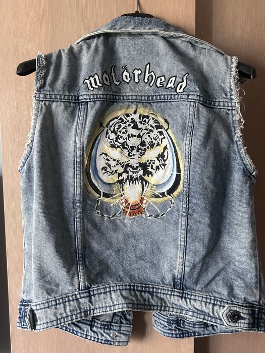 kurtka jeansowa kamizelka handmade band zespol motorhead