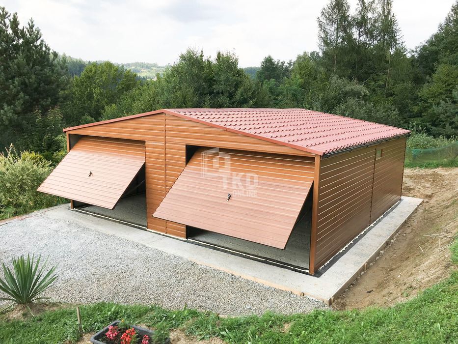 Garaż Blaszany 7,5X6M 2 Brama Uchylna Okno Blachodachówka Rynny Tkd270